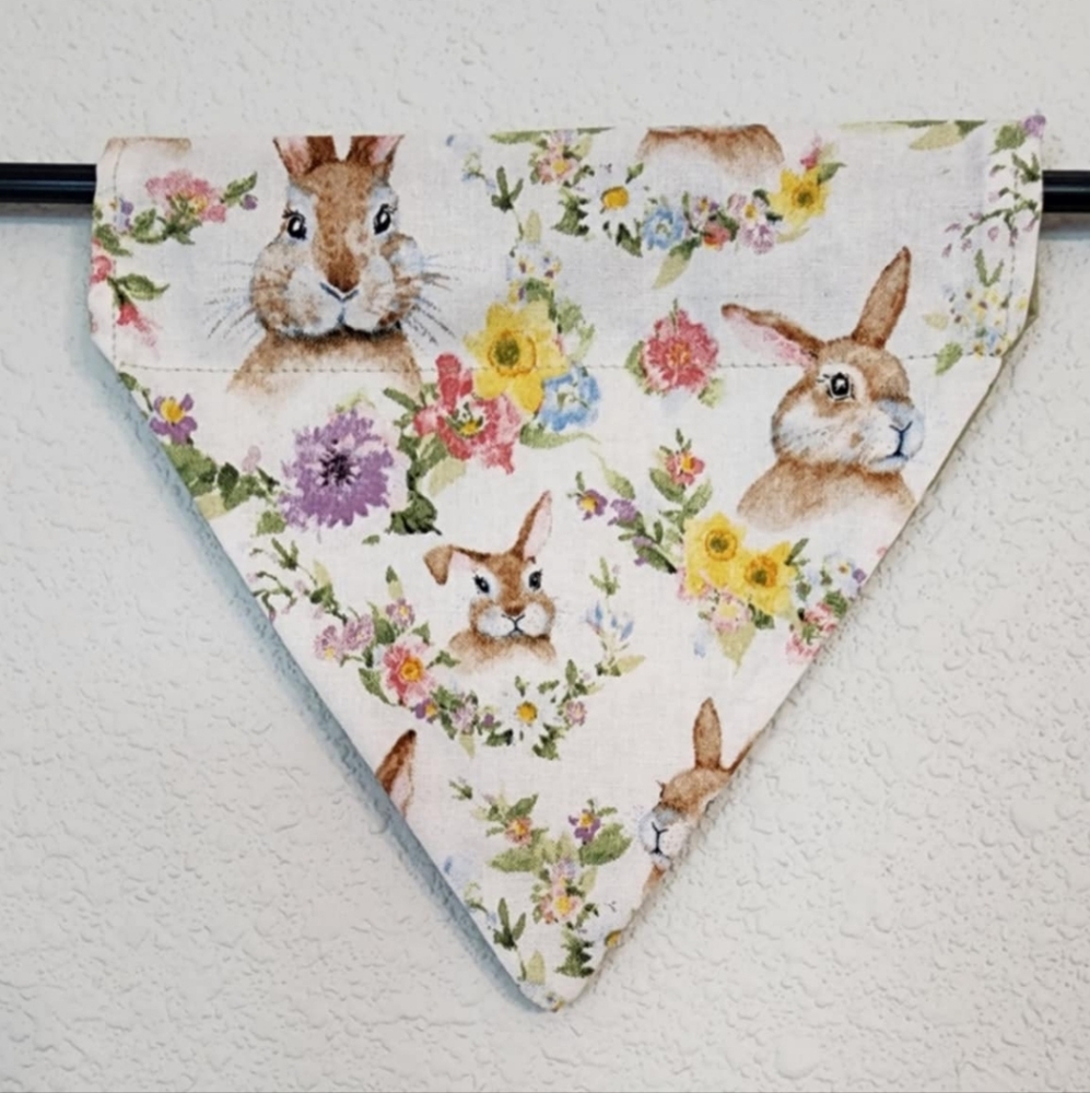 SMALL Sage Green Floral Bunny Print Bandana